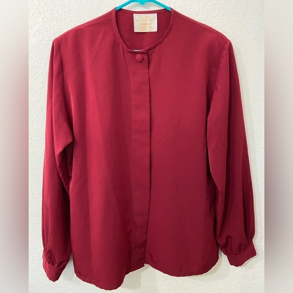 🩷 Pendleton Women’s Blouse Size 14 Burgundy Country Sophisticates Vintage